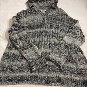 Christopher & Banks Plus Size Grey Knit Hoodie Sweater | Size 2X